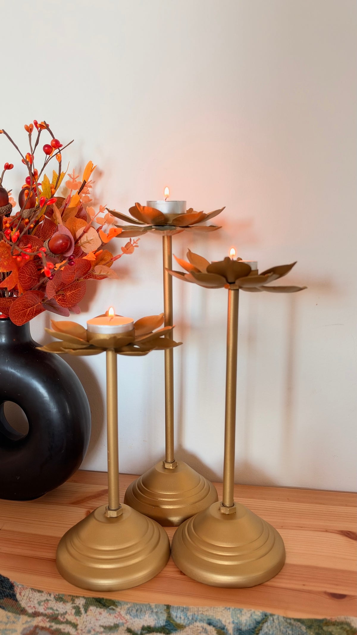 Lotus Metal Tea Light Holder (Set of 3)