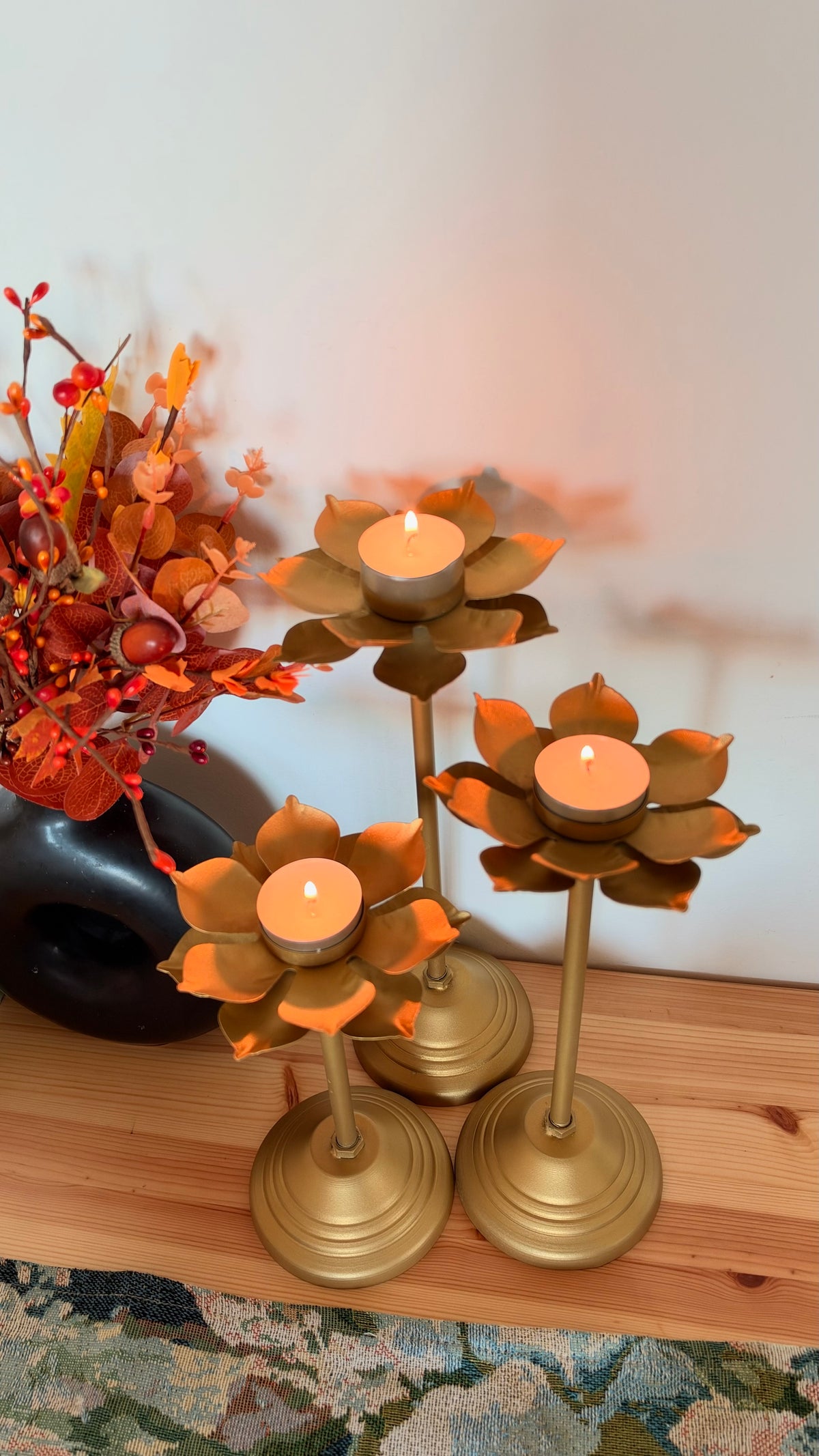 Lotus Metal Tea Light Holder (Set of 3)
