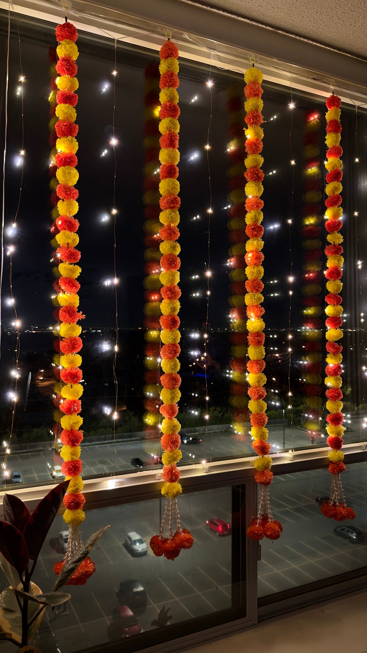 Marigold Garlands with Tasseled Ends