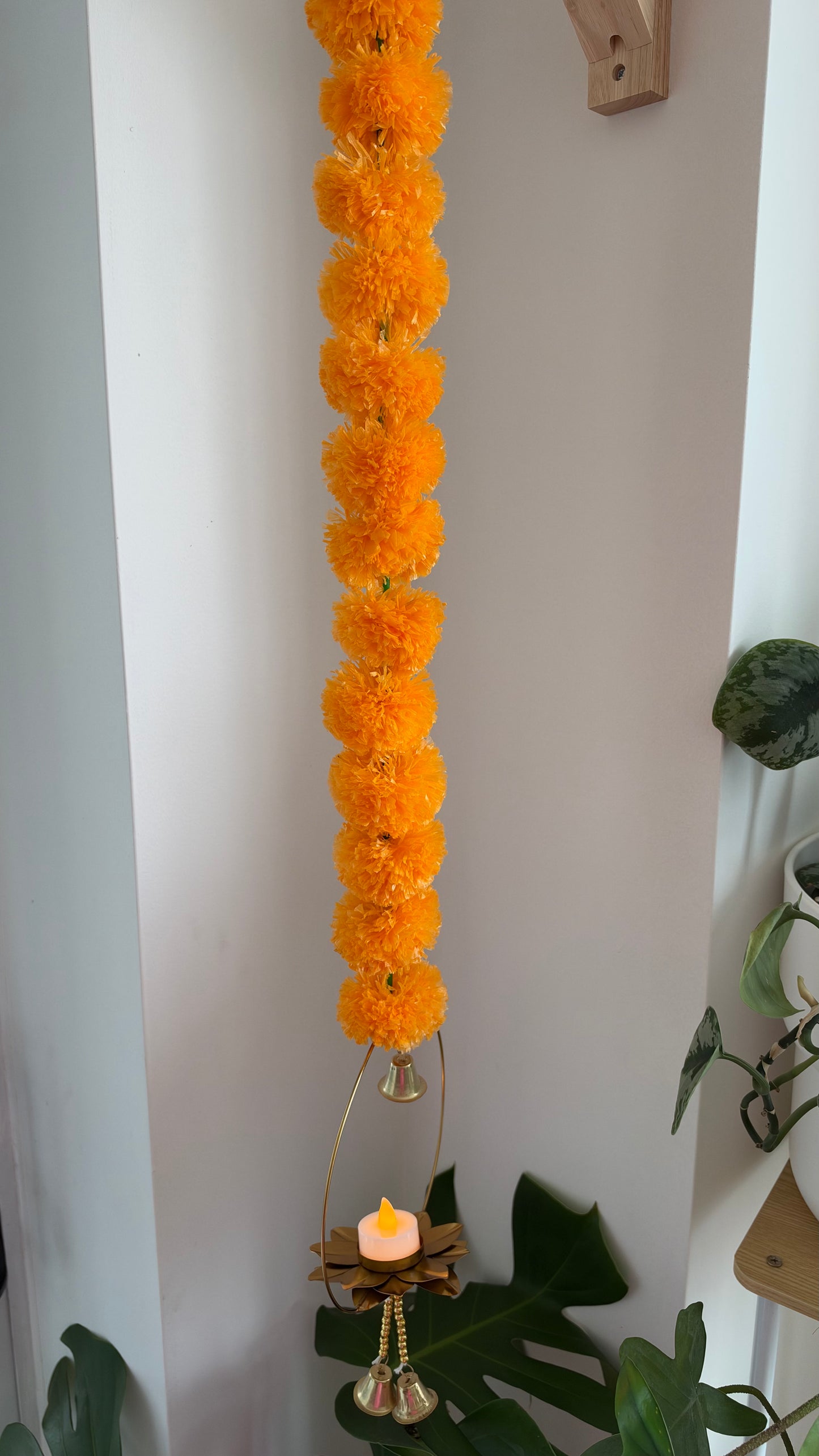 Marigold Hanging Garland with Lotus Tea Light Holder